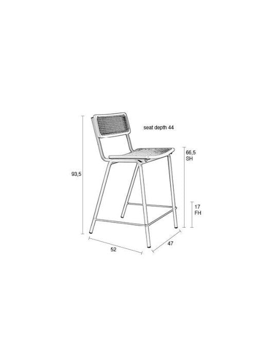 Zuiver Barkruk Jort - Zwart Webbing