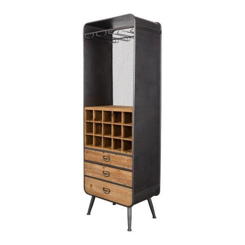 Dutchbone Wandkast Vino Cabinet Staal-Hout - De Handelloods