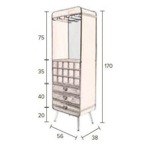 Dutchbone Wandkast Vino Cabinet Staal-Hout - De Handelloods